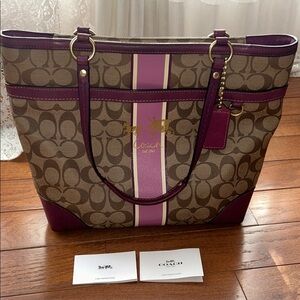 Coach Brown and Purple Signature Tote